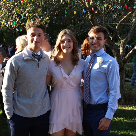 Aritzia Sunday Best Blush Pink Ruffle Wrap Mini Dress - Picture 2 of 9